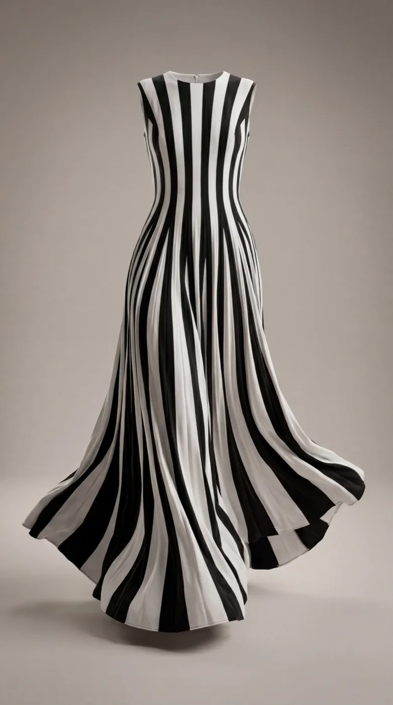 AI result: striped dress rendered as an editorial fashion visual